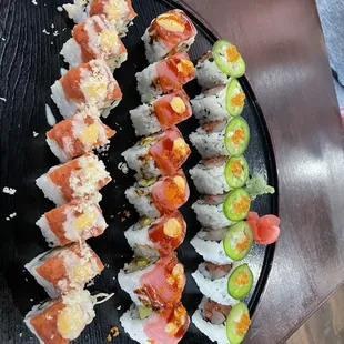 Hot Halloween roll(Raw Sushi Roll) Love Me Tuna roll(Raw Sushi Roll) Magu-Chi maki(Raw Sushi Roll)