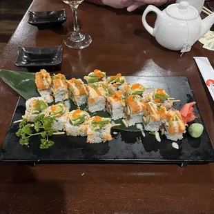 a plate of sushi