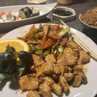 Teriyaki, chicken and vegetables