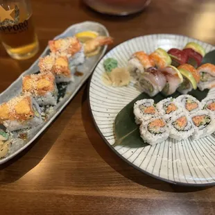 two plates of sushi