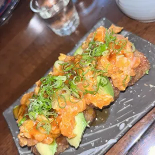 Crispy Rice with spicy salmon