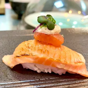 New Zealand king salmon and tomato micro green