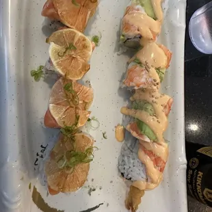 Spanish roll (left) Tiger roll (right)