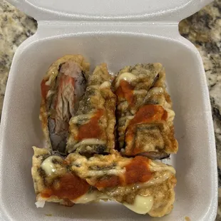 Complimentary Volcano roll