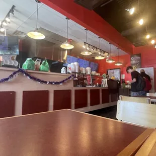 the interior of a starbucks coffee shop