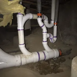 Cast iron sewer removal.      PVC installation