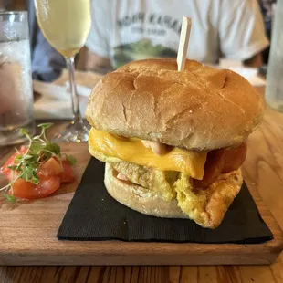 spam &amp; egg sando, mango mimosa