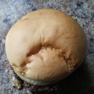 Here's the pre-chewed burger I received.  Like finding a hair in your food, only worse.