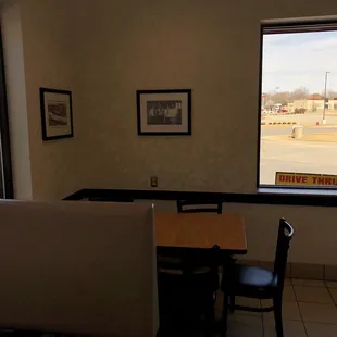 a view of a parking lot through a window