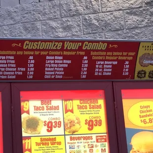 Drive through menu.