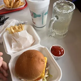 Bacon cheeseburger w/ margarita