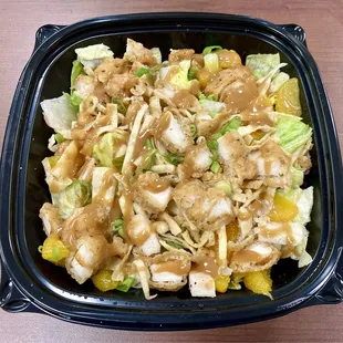 Crispy chicken citrus salad with Asian dressing