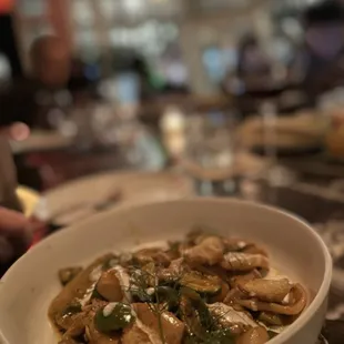 SOURDOUGH PASTA CACCIATORE Mezcal-Braised Chicken, Nduja, Sicilian Olives