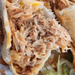 Packed full of super flavorful shredded chicken. The meat itself is delightful!