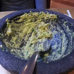 The remnants of our delicious and fresh table side Guac