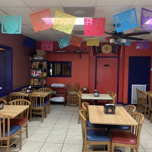 tables and chairs in a restaurant