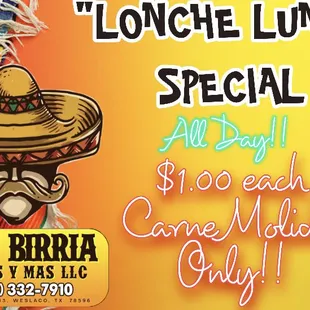 Loooncheee LUNES! **Every Monday**