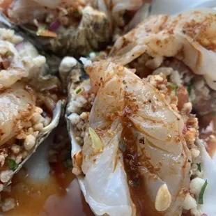 Oysters w/ shrimp and ceviche (get yo head out the gutter) ;)
