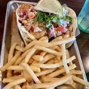 Grilled Shrimp Tacos &amp; Fries/Tacos de Camarones &amp; Papitas Fritas