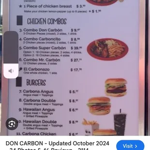 Menu prices before