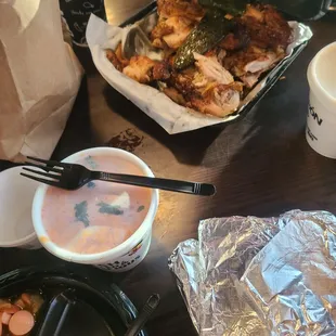 a plate of food and a cup of coffee