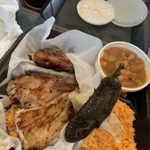 Really delicious chicken and the charro beans are ridiculously good .