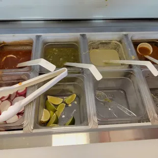 a variety of condiments