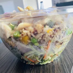 Side view of chicken fit bowl