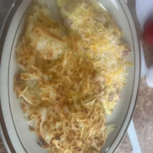 Ham omelette with hash browns