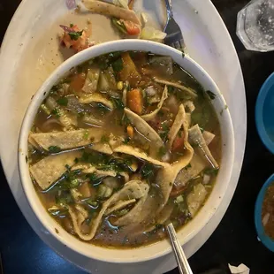 a bowl of chicken soup