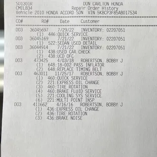 This is a copy of the inspection they did and all that they did which was nothing