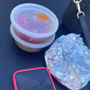 Tortilla for the deal with beans and pickled veggies