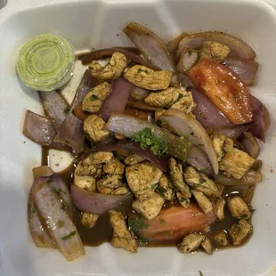 Sautéed chicken accompanying the risotto