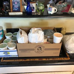 the contents of a kitchen counter