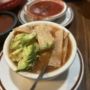 Chicken tortilla soup bowl