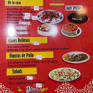 a menu for a mexican restaurant