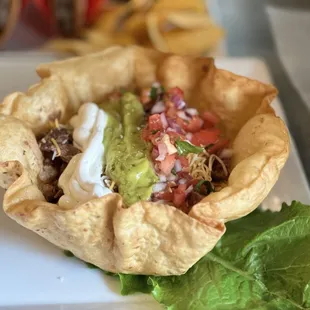 a tortilla in a tortilla basket