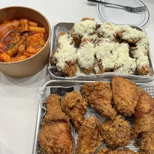 Cheese Snowing Wings  Soy Garlic Wings  Ddokbokki