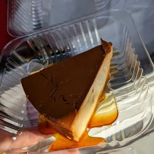 a piece of cake in a plastic container