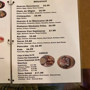 Breakfast menu