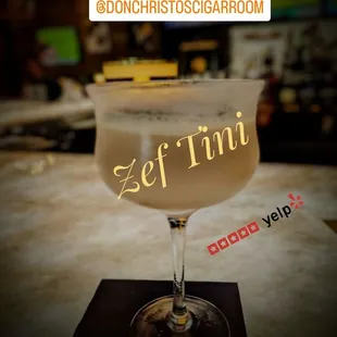 Zef Tini. Made with homemade whipped cream.