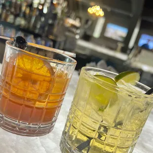Old Fashioned and tequila soda