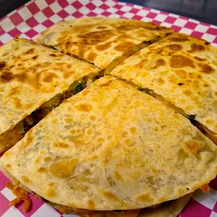 a quesadilla cut in half