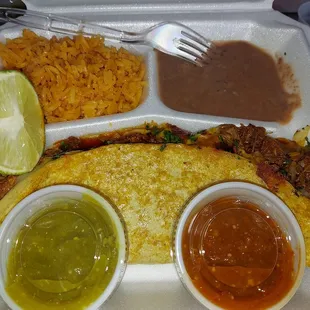a plate of mexican food