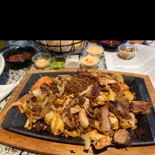 Michoacana Fajitas- shrimp, steak,grilled chicken, carnitas &amp; chorizo