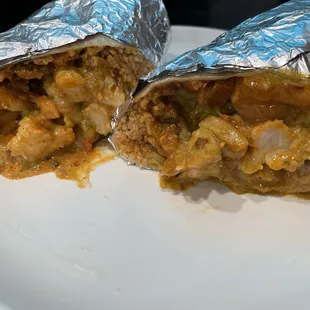 Super shrimp &amp; pastor burrito