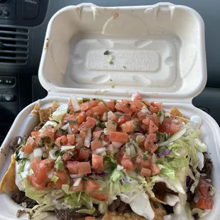 Baby Super Baby Nachos carne asada $12.95
