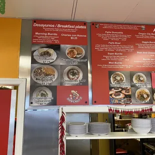 Menu on wall
