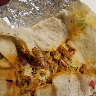 Inside chicken burrito