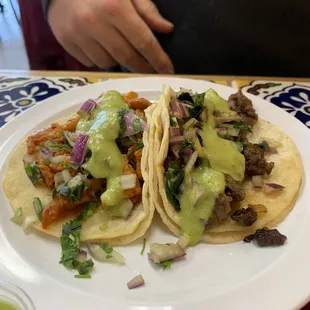 Chicken taco &amp; carnitas taco